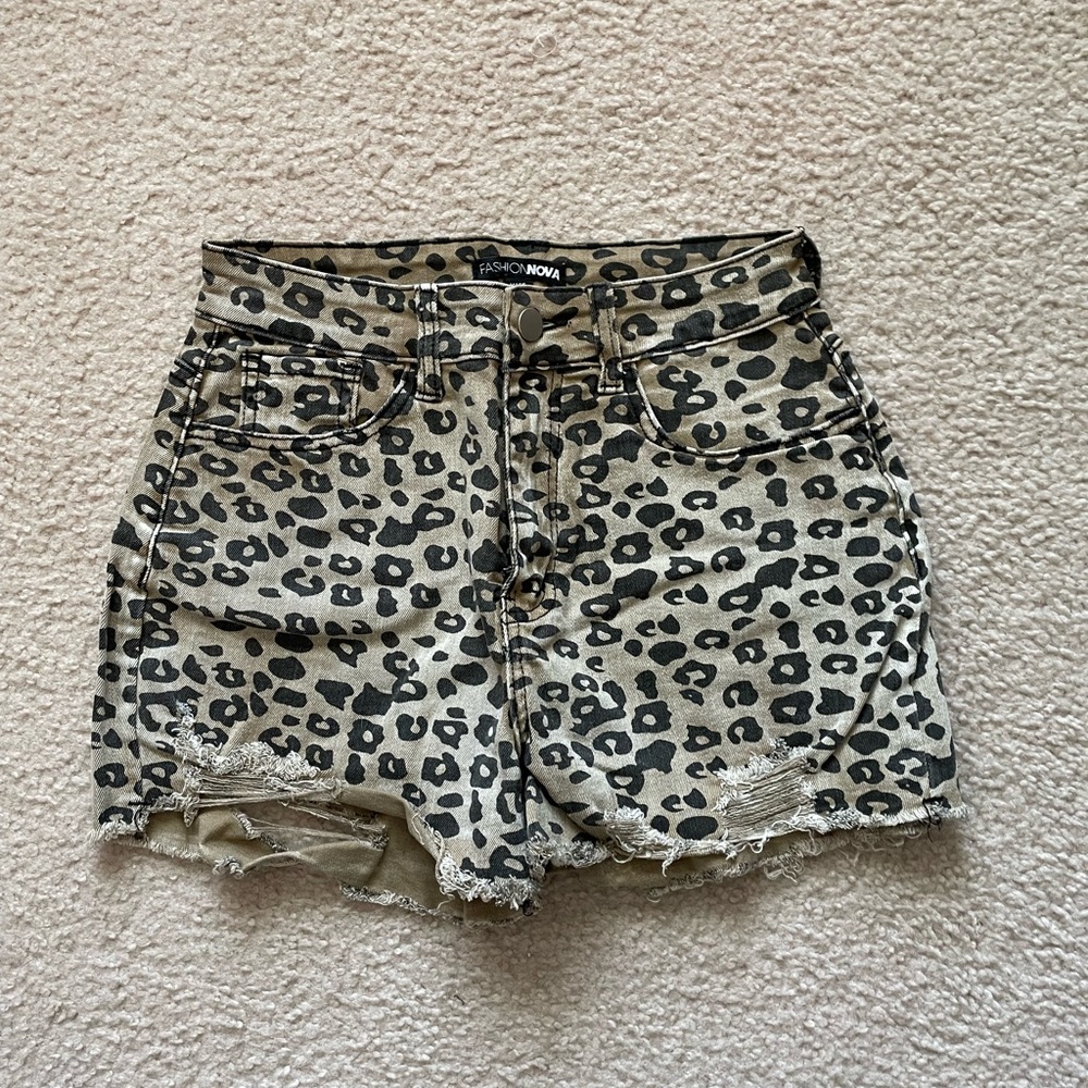 Fashion Nova Gonna Me Distressed Shorts Cheetah